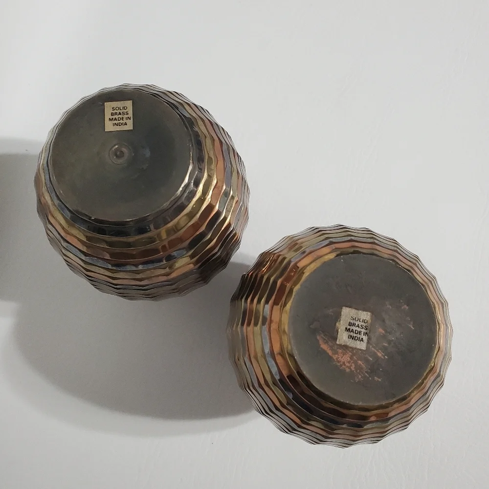 Brass Vases Set of Two Made in India Metal